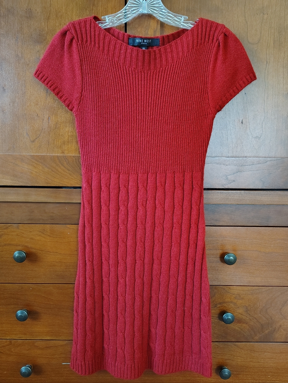 Nine West Red Cable Knit Sweater Dress Size XS